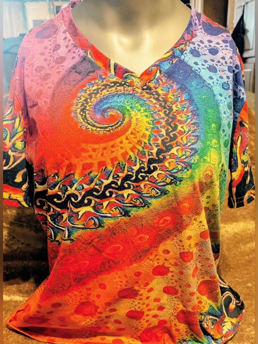 Chickyea V Neck Women's  Tie Dye Top
